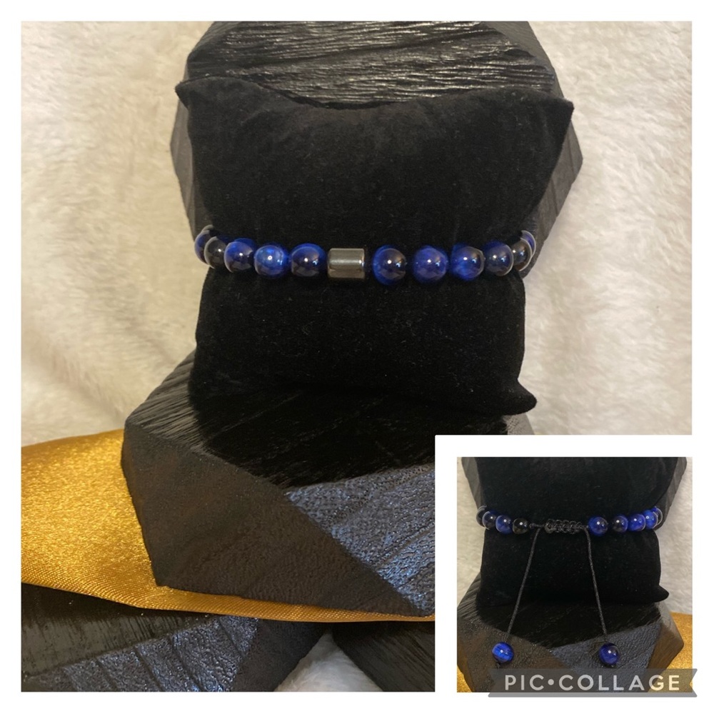 New Men/Women Natural Stone Beads Adjustable Drawstring Bracelet.